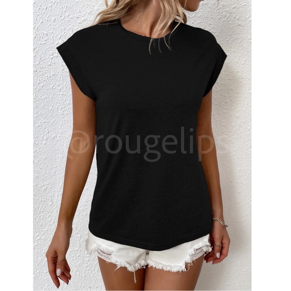 Black Crew Neck Muscle Tee Top - Picture 4 of 11